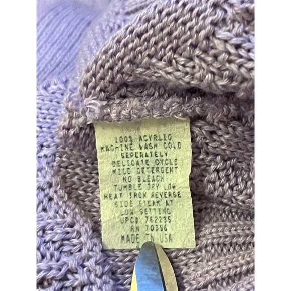 Vintage JC Penney Sweater Womens M/L Purple Knit Floral Embroidered USA - Picture 9 of 10